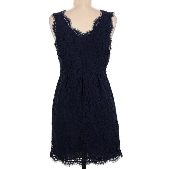 Joie Rori Cotton Blend Navy Blue Sleeveless Lace Mini Dress - Picture 2 of 6